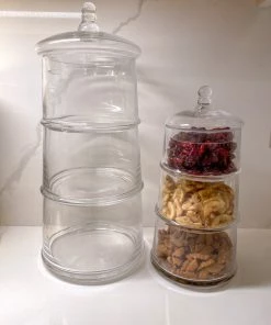 Inspire Me! Home Decor Three Section Clear Apothecary Jars With Lid (2 Sizes) KITCHEN