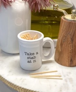 Inspire Me! Home Decor KITCHEN White Ceramic Toothpick Holder (3 Shapes)