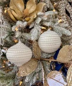 Inspire Me! Home Decor White And Silver Beaded 4" Ornament