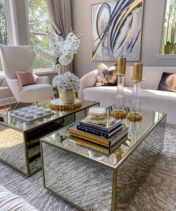 Inspire Me! Home Decor Glass Candle Holder With Gold Metal Floral Details (2 Sizes)