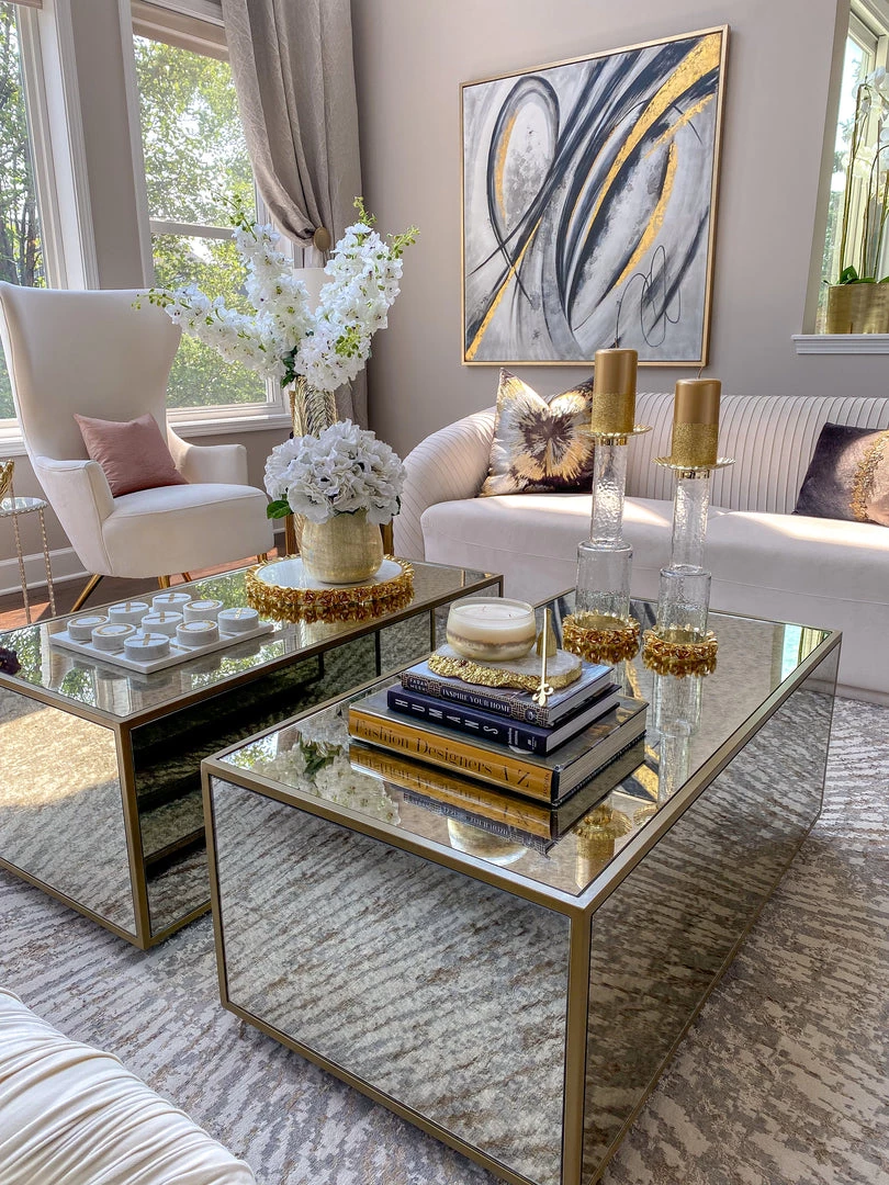 Inspire Me! Home Decor Glass Candle Holder With Gold Metal Floral Details (2 Sizes)