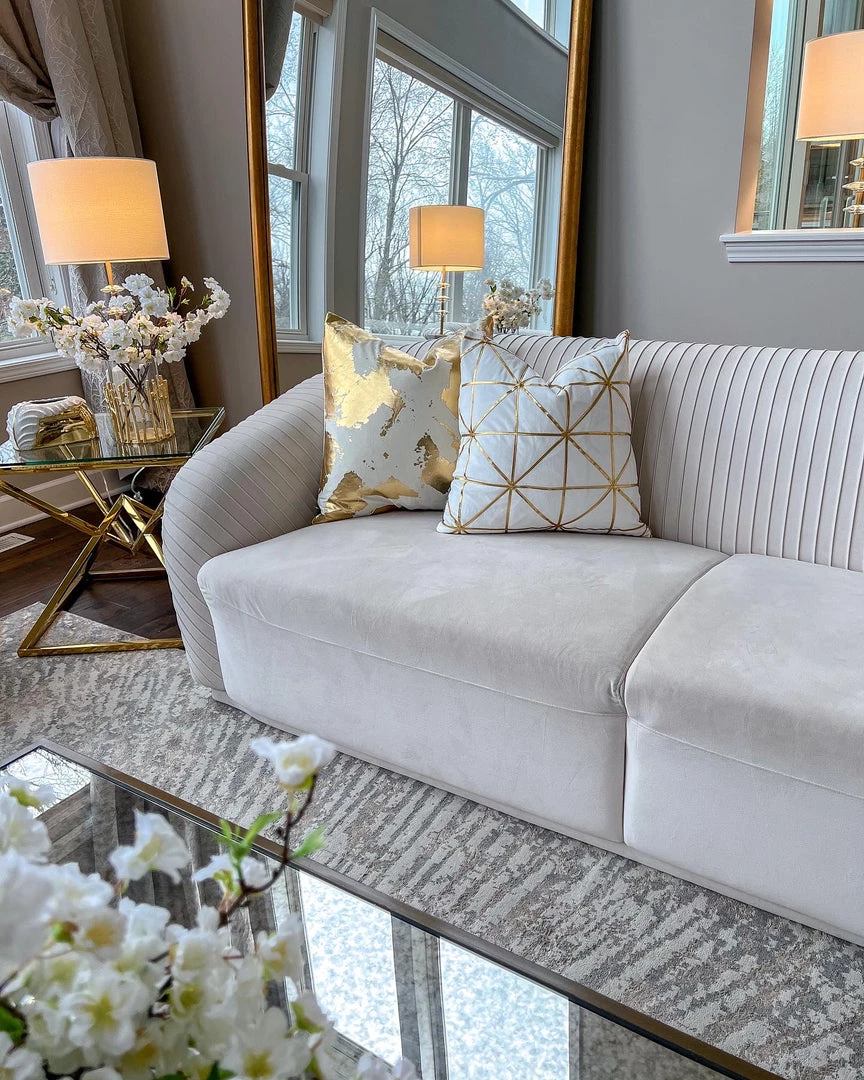 Cloud9d PILLOWS, RUGS, & THROWS Sera Ivory Gold Pillow - 20" X 20"