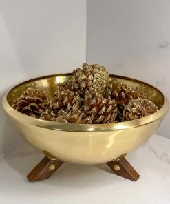 Inspire Me! Home Decor Gold Bowl With Wooden Legs