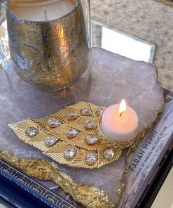 Inspire Me! Home Decor Crystal Stud Tree Leaf Tealight Holder ( 2 Colors )