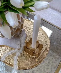 Inspire Me! Home Decor Gold Lotus Flower Candle Holder