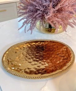 Inspire Me! Home Decor Gold Oval Beaded Platter