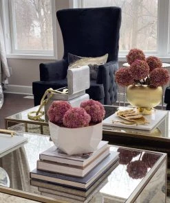 Inspire Me! Home Decor White Geometric Bowl With Gold Metallic Center