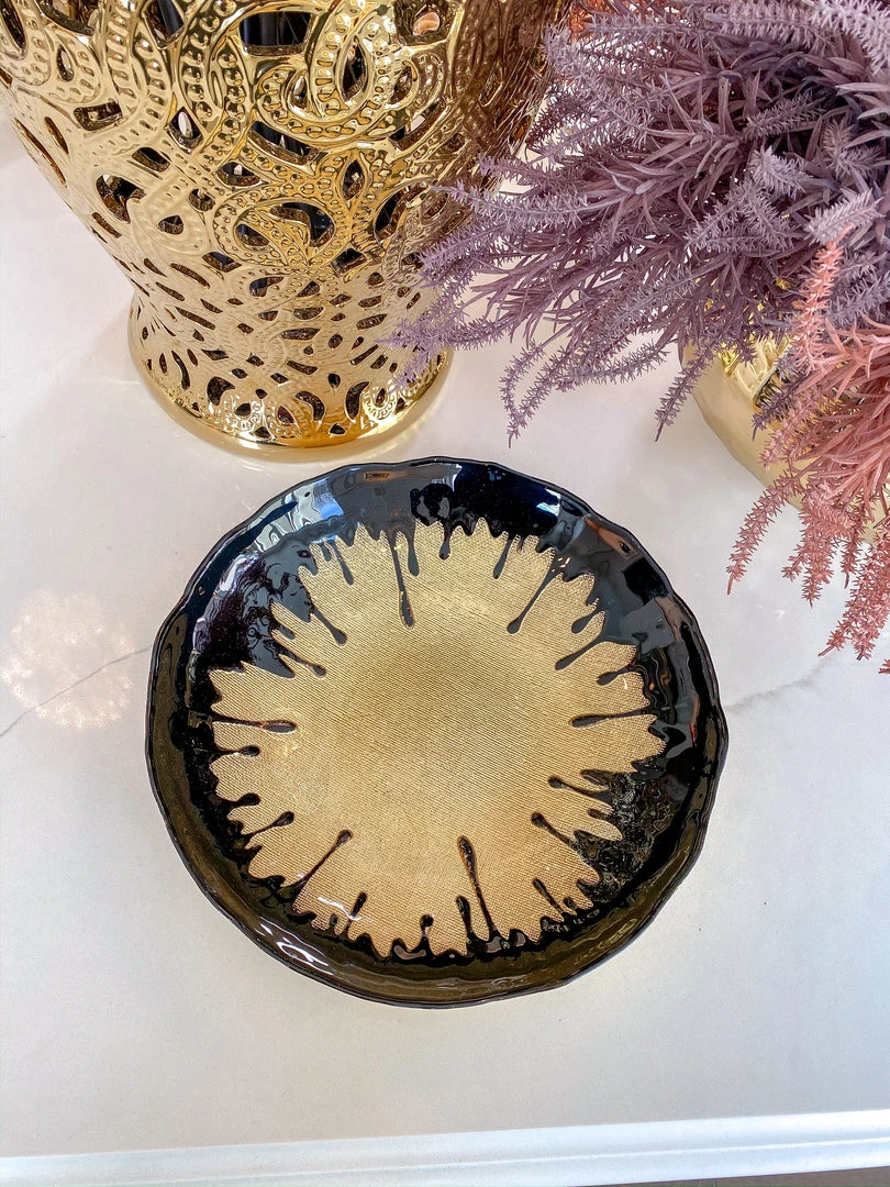 Inspire Me! Home Decor Black Dipped Large Gold Bowl
