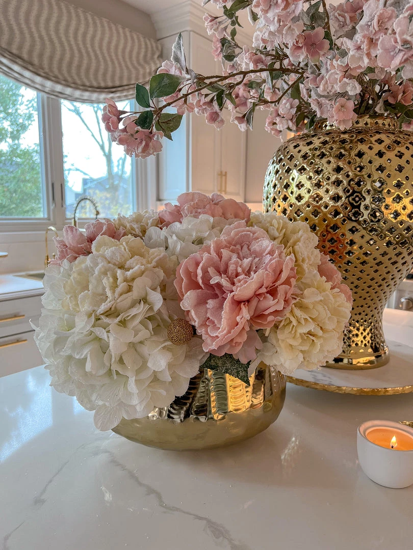 Inspire Me! Home Decor 28" Snow Sprinkled Peony Stem Pink