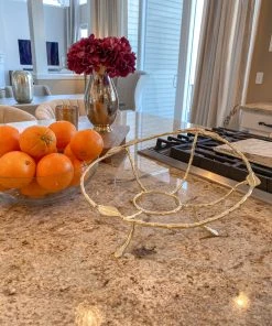 Inspire Me! Home Decor Gold Leaf Detailed Hammered Glass Bowl