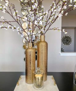 Inspire Me! Home Decor Gold Textured Ceramic Bottle Vases (2 Sizes)