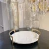 Inspire Me! Home Decor Gold Modern Handle Round Marble Tray