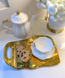 Inspire Me! Home Decor Gold Tray With Handle