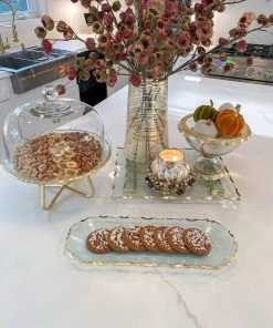 Inspire Me! Home Decor Glass Oval Tray With Hammered Gold Edge
