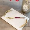 Inspire Me! Home Decor Willow Leaf Handle White Marble Tray