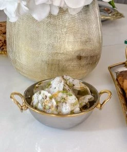 Inspire Me! Home Decor Silver Metal Bowl With Open Hold Handles