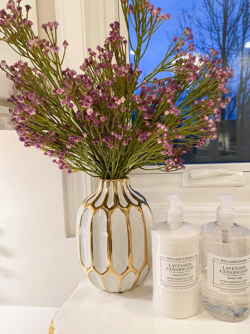 Inspire Me! Home Decor White And Gold Pattern Vase