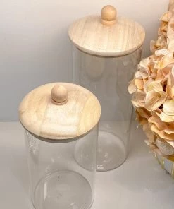 Inspire Me! Home Decor Glass Jars With Wooden Lids (2 Sizes) KITCHEN