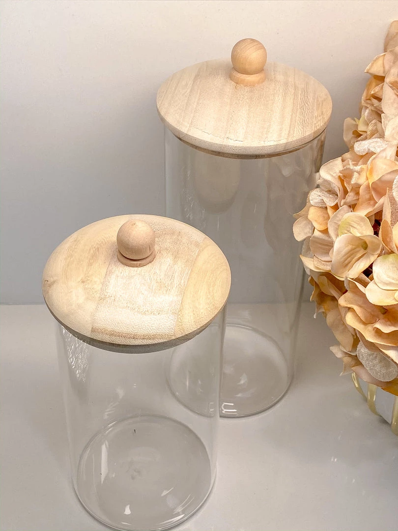 Inspire Me! Home Decor Glass Jars With Wooden Lids (2 Sizes) KITCHEN