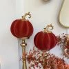 Inspire Me! Home Decor Burnt Orange Velvet Decorative Pumpkin With Gold Stem