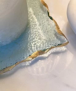 Inspire Me! Home Decor Square Crystal Tray With Gold Edge