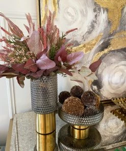 Inspire Me! Home Decor Grey & Gold Studded Vase With Gold Base (3 Sizes)