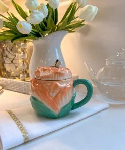 Inspire Me! Home Decor KITCHEN Rose Shape With Mug With Lid And Spoon