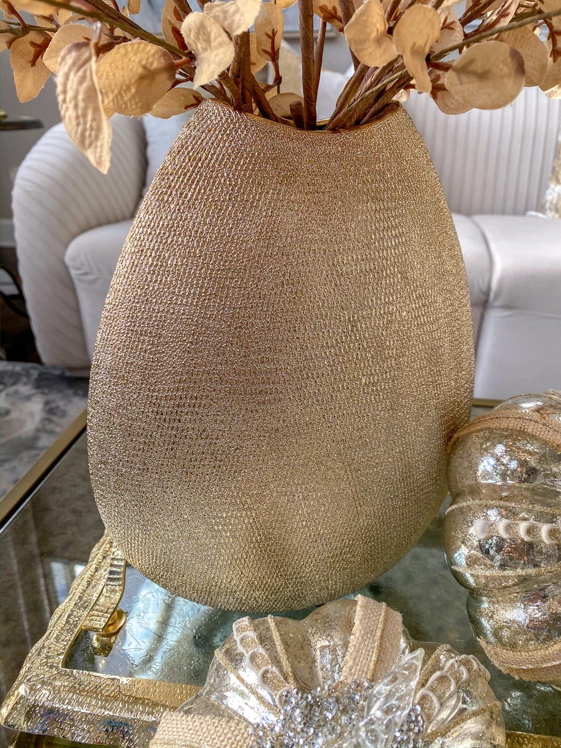 Inspire Me! Home Decor Ceramic Textured Metallic Vase ( Gold & Silver )