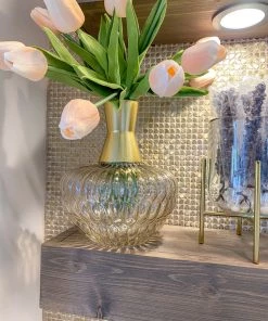 Inspire Me! Home Decor Amber Glass Vase With Gold Neck (2 Sizes)