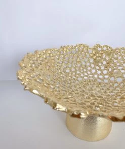 Inspire Me! Home Decor Gold Coral Pedestal Bowl