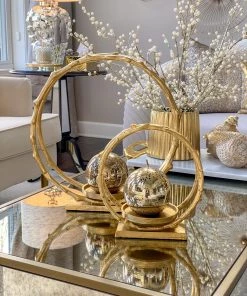 Inspire Me! Home Decor Circular Gold Metal Candle Holder (2 Sizes)