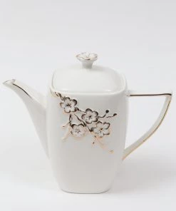 Inspire Me! Home Decor Tea Set With Gold Floral Design (3 Items Sold Separately)