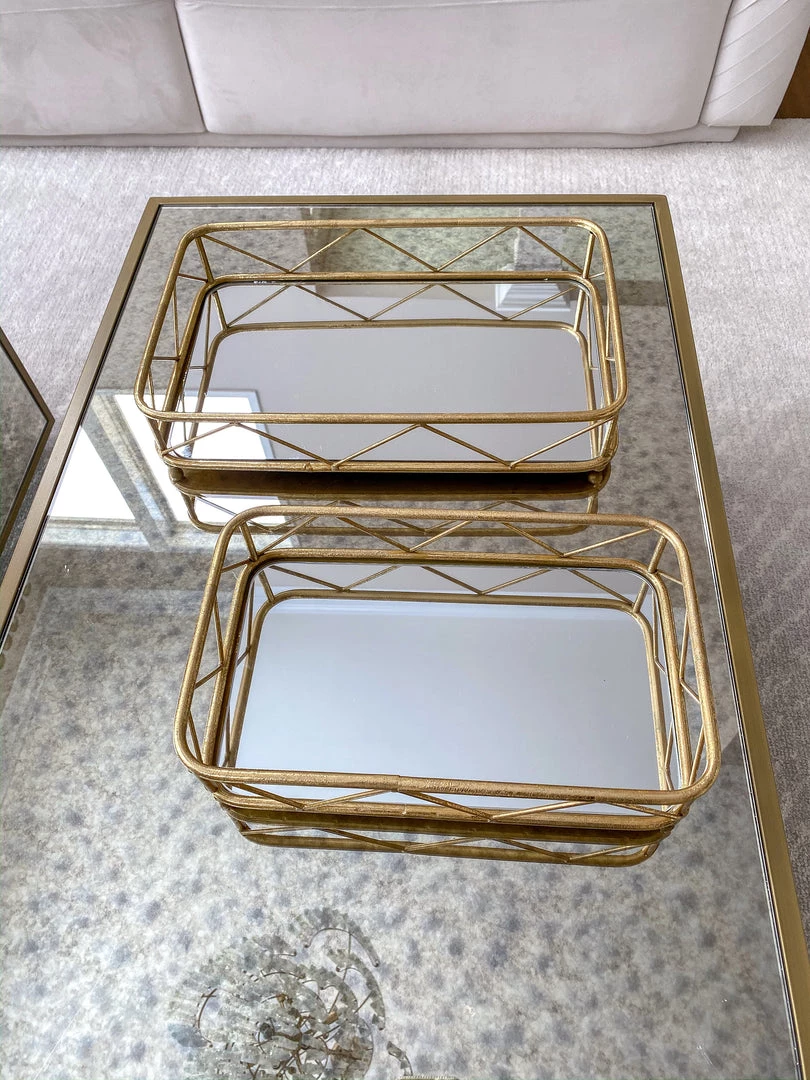 Inspire Me! Home Decor Set Of 2 Gold Mirrored Trays