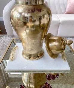 Inspire Me! Home Decor Marble Tray With Gold Metal Vine Handles