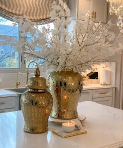 Inspire Me! Home Decor Large Gold Patterned Ginger Jar