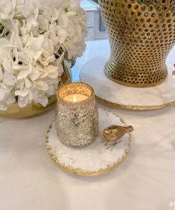 Inspire Me! Home Decor Marble Trivet With Textured Gold Edge