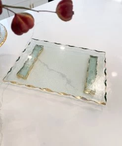Inspire Me! Home Decor Glass Tray With Hammered Gold Edge