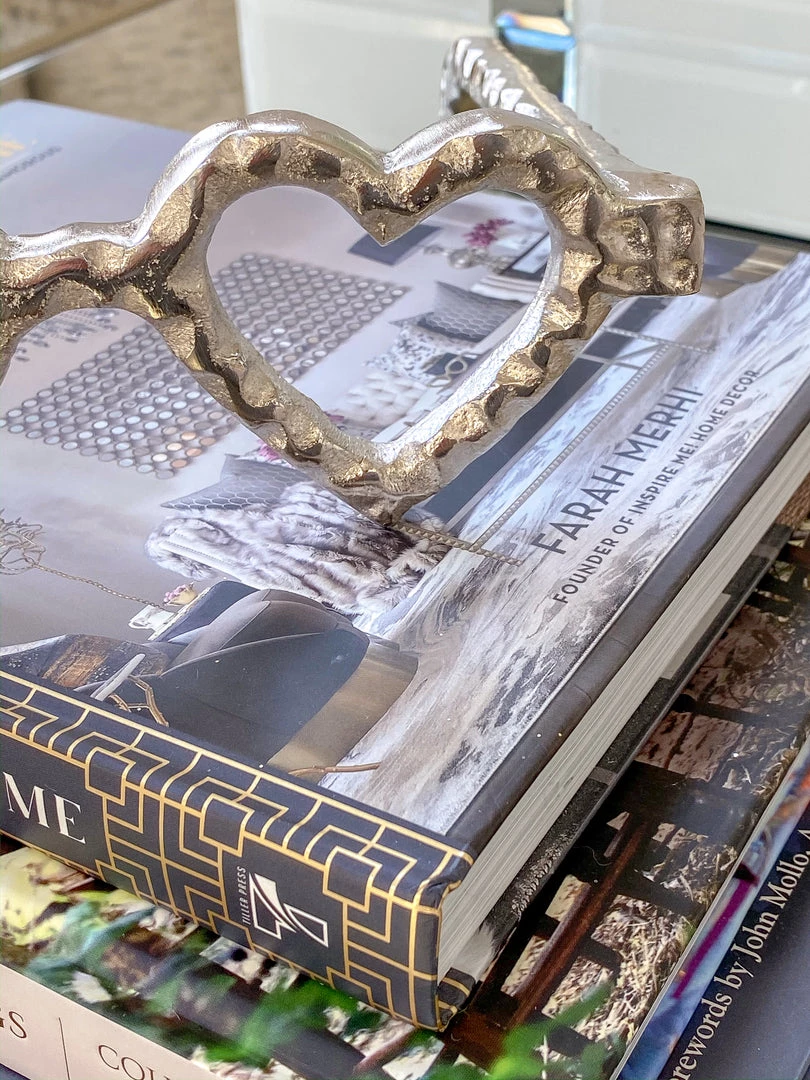 Inspire Me! Home Decor Silver Heart Eyes Glasses Decorative Sculpture