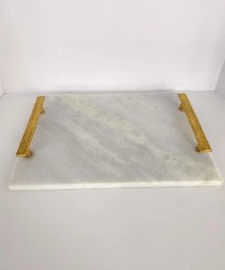 Inspire Me! Home Decor Herringbone Marble Tray