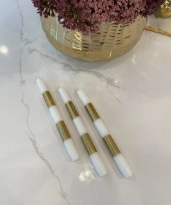 Inspire Me! Home Decor Gold Band Taper Candles (Set Of 6)