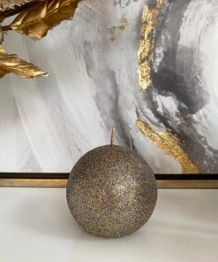 Inspire Me! Home Decor Gold Orb Candle With Gold Shimmer Finish