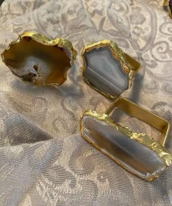 Inspire Me! Home Decor Set Of 4 Agate Napkin Rings (2 Colors)