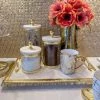 Inspire Me! Home Decor Gold Textured Rim Canisters W/ Marble Lid (3 Sizes)