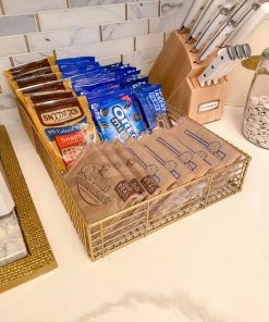 Inspire Me! Home Decor Gold Metal Organization Baskets (Set Of 2)