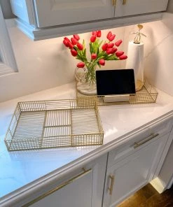 Inspire Me! Home Decor Gold Metal Organization Baskets (Set Of 2)