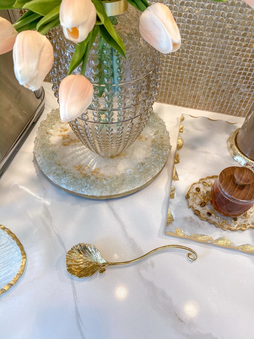 Inspire Me! Home Decor Gold Flower Petal Spoon Rest ( 2 Sizes )