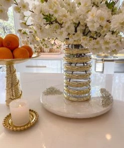 Inspire Me! Home Decor Gold Ribbed Glass Vase (2 Sizes)