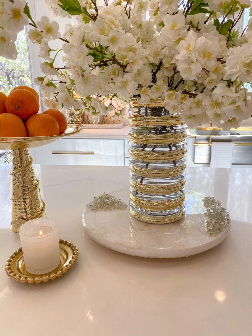 Inspire Me! Home Decor Gold Ribbed Glass Vase (2 Sizes)