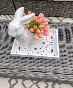 Inspire Me! Home Decor White Wood Trays With Detailed Interior (Set Of 3)