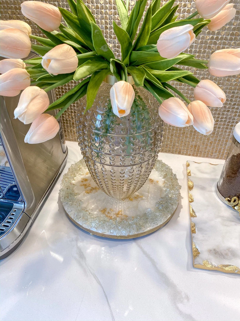 Inspire Me! Home Decor Round White Resin Tray/Trivet